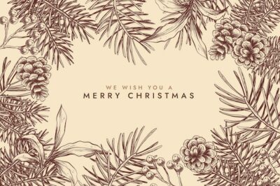 Free Vector | Vintage christmas tree branches background