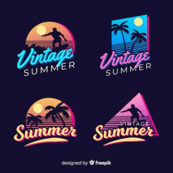 Free Vector | Vintage flat summer label collection