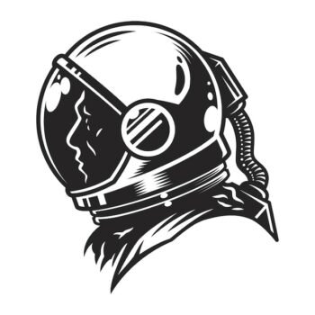 Free Vector | Vintage monochrome cosmonaut profile view template