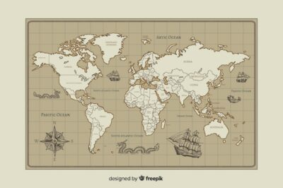 Free Vector | Vintage world map carthography design