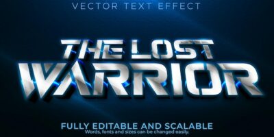 Free Vector | Warrior text effect, editable metallic and shiny text style