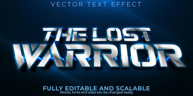 Free Vector | Warrior text effect, editable metallic and shiny text style