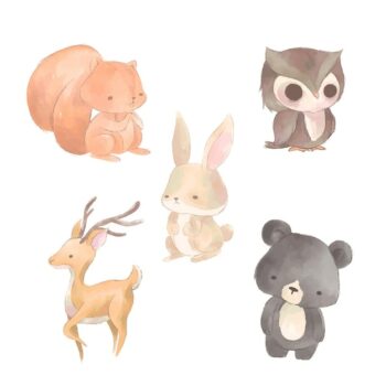 Free Vector | Watercolor autumn animals collection
