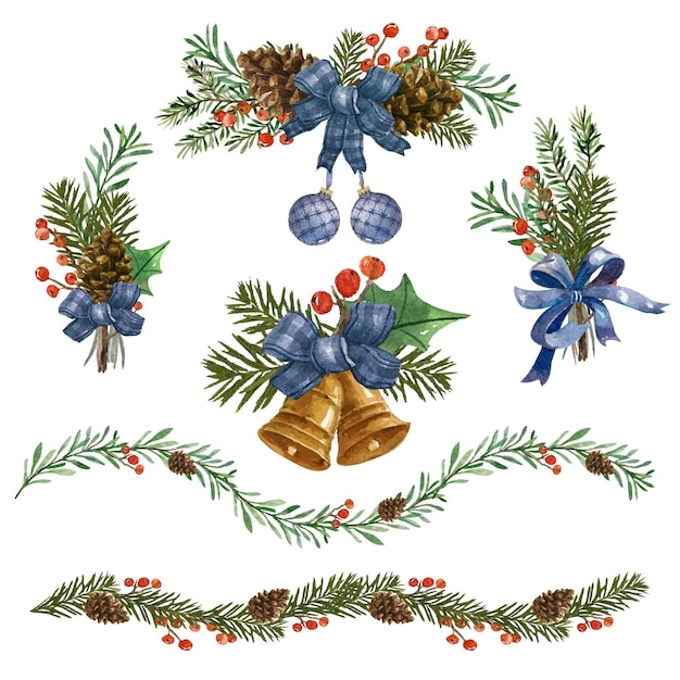 Free Vector | Watercolor christmas decoration illustration