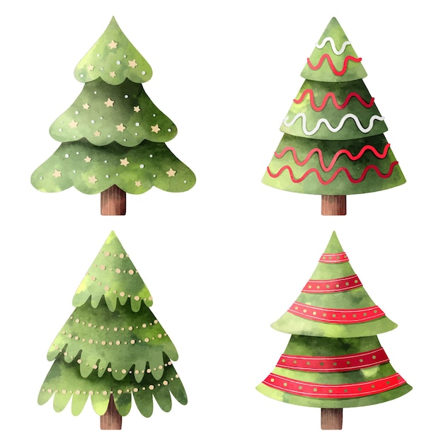 Free Vector | Watercolor christmas trees collection