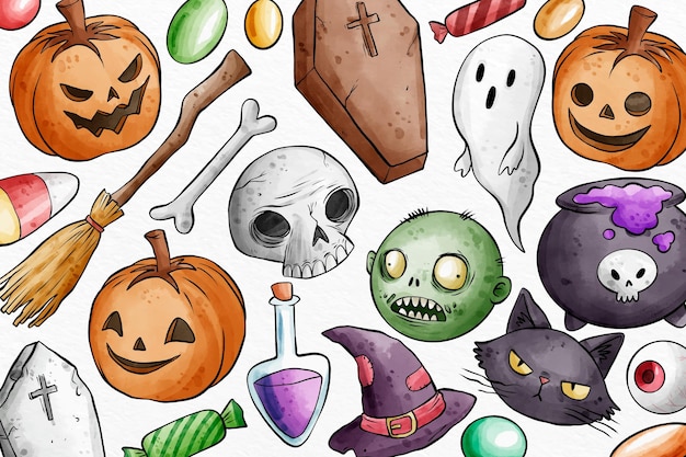 Free Vector | Watercolor halloween background