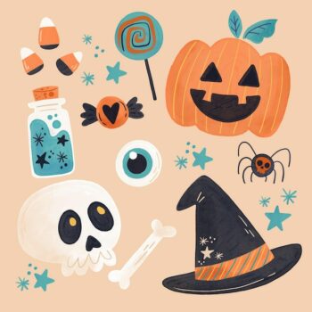 Free Vector | Watercolor halloween element collection