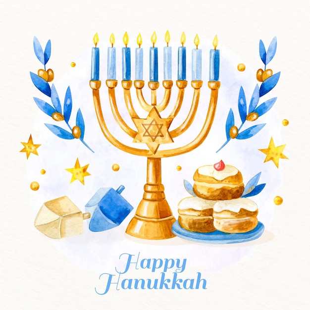 Free Vector | Watercolor hanukkah