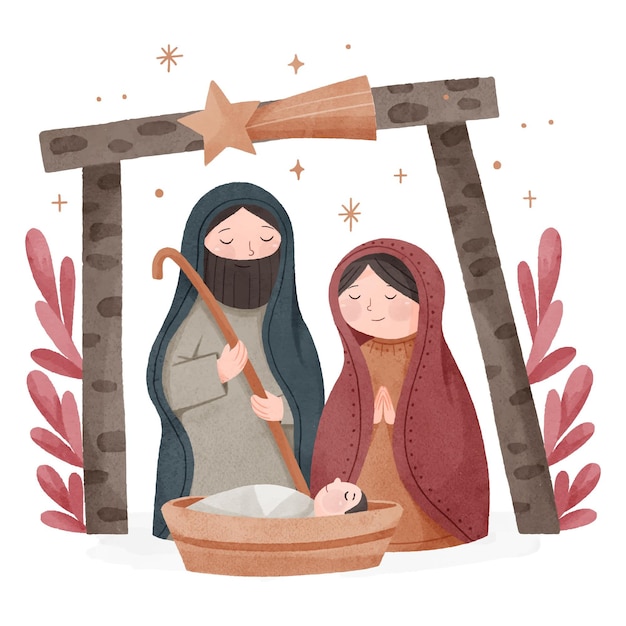 Free Vector | Watercolor nativity scene