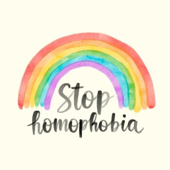 Free Vector | Watercolor stop homophobia with rainbow