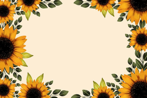 Free Vector | Watercolor sunflower border