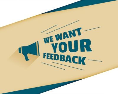 Free Vector | We want your feedback with megaphone background