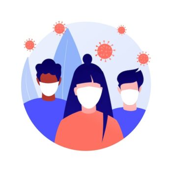 Free Vector | Wear a mask abstract concept vector illustration. virus spread prevention measures, social distance, exposure risk, coronavirus symptoms, personal protection, infection fear abstract metaphor.