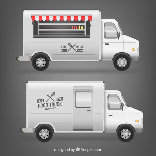 Free Vector | White food truck design