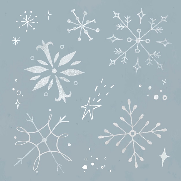 Free Vector | Winter snowflake sticker vector set