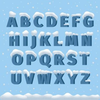 Free Vector | Winter vector alphabet with snow. letter abc, ice cold font, season frost font, typography or typeset. winter alphabet vector illustration