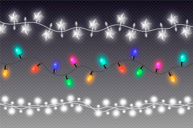 Free Vector | Realistic christmas lights collection