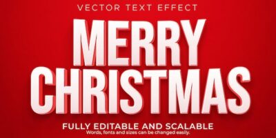 Free Vector | Editable text effect merry christmas, 3d 2022 and new year font style