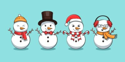 Free Vector | Hand drawn snowman character collection