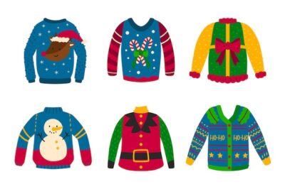 Free Vector | Hand drawn ugly sweater collection
