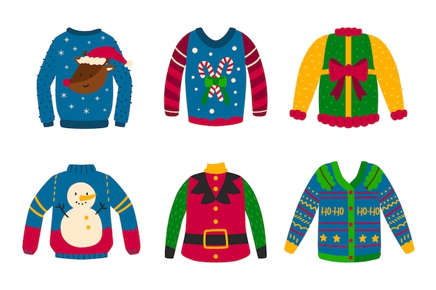 Free Vector | Hand drawn ugly sweater collection