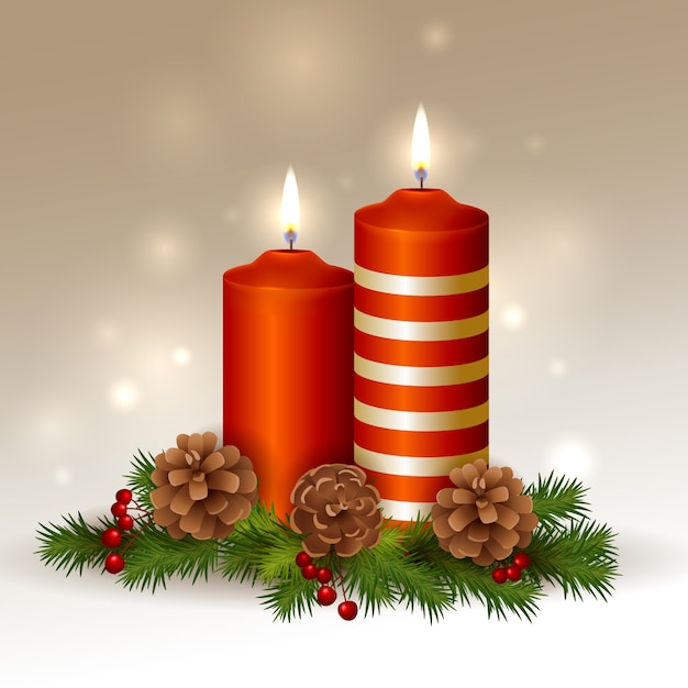 Free Vector | Realistic christmas candle background
