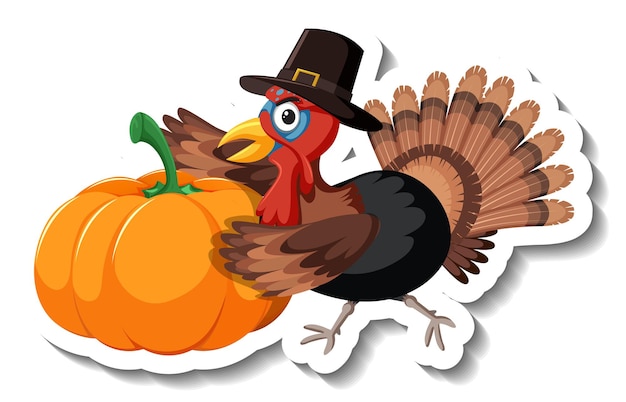 Free Vector | Isolated turkey sticker on white background