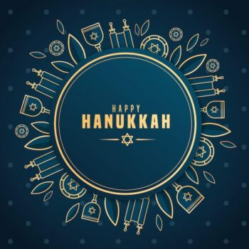 Free Vector | Blue and golden hanukkah