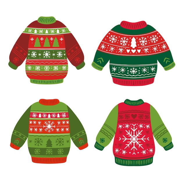 Free Vector | Hand drawn ugly sweater collection