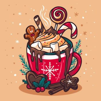 Free Vector | Hand drawn christmas hot chocolate illustration