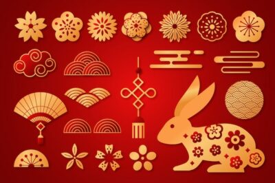 Free Vector | Paper style chinese new year festival celebration ornaments collection