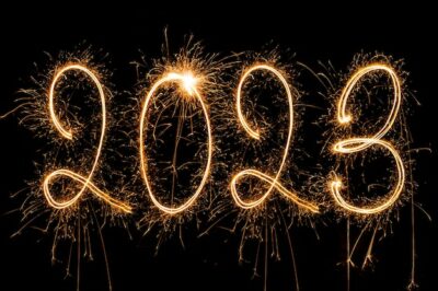 Free Photo | Happy new year 2023. sparkling burning text happy new year 2023 isolated on black background. beauti