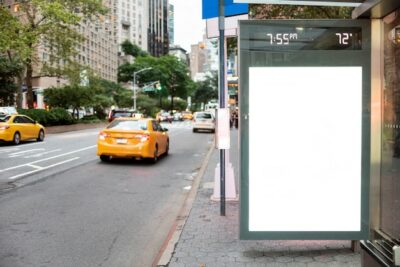 Free Photo | Mock-up billboard in bus stop
