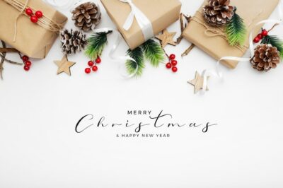 Free Photo | Nice christmas packages on white table