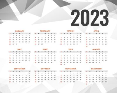 Free Vector | 2023 annual calendar template with abstract shapes