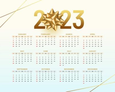Free Vector | 2023 office calendar template with golden flower design