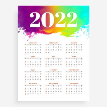 Free Vector | Abstract 2022 calendar in watercolor style