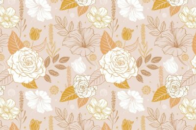 Free Vector | Aesthetic flower pattern background, vintage botanical illustration vector