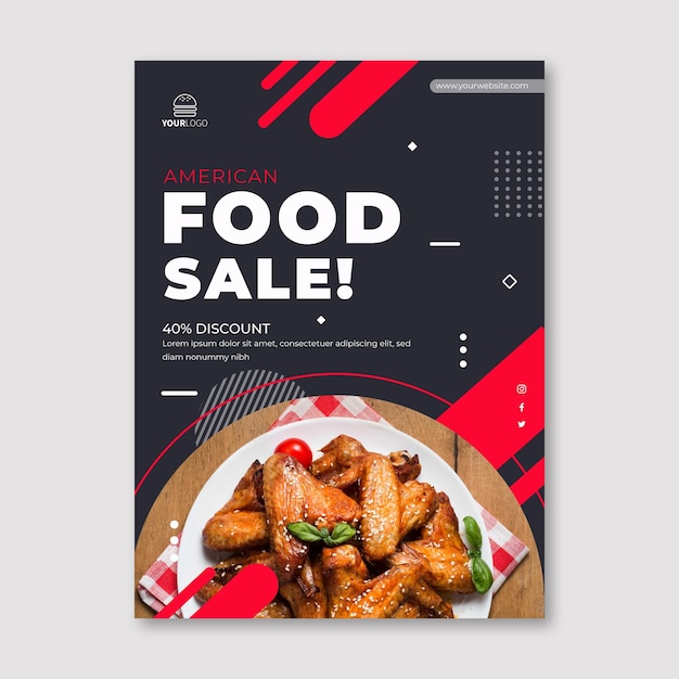 Free Vector | American food vertical flyer template