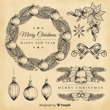 Free Vector | Antique christmas decoration on sepia colours