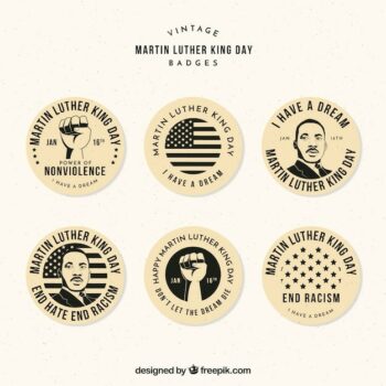 Free Vector | Assortment of decorative badges for martin luther king day in vintage style