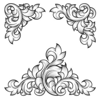 Free Vector | Baroque leaf frame swirl decorative design element set. floral engraving, fashion pattern motif,