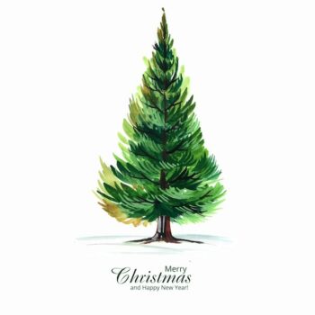 Free Vector | Beautiful artistic decorative christmas green tree card design