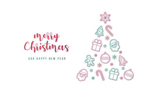 Free Vector | Beautiful christmas banner with christmas tree made of different elements
