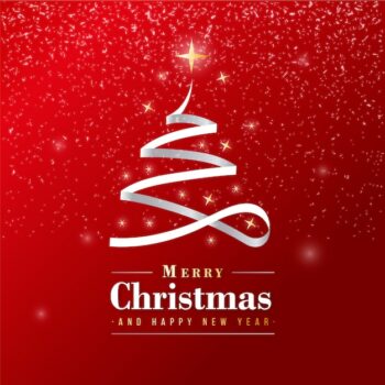 Free Vector | Beautiful merry christmas banner with silver ribbon