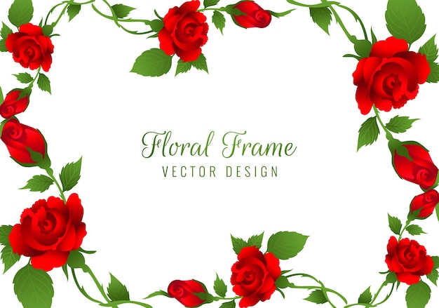 Free Vector | Beautiful red rose flower frame background