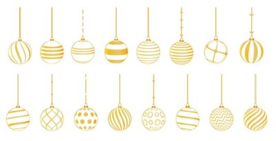 Free Vector | Big set of golden christmas bauble ornaments in line style