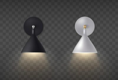 Free Vector | Black and white sconce realistic composition with two wall lamps on transparent illustration