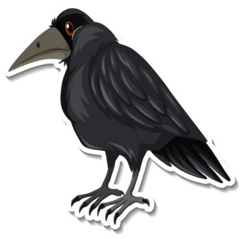 Free Vector | Black crow bird cartoon sticker
