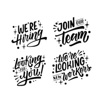 Free Vector | Black lettering hiring sticker collection